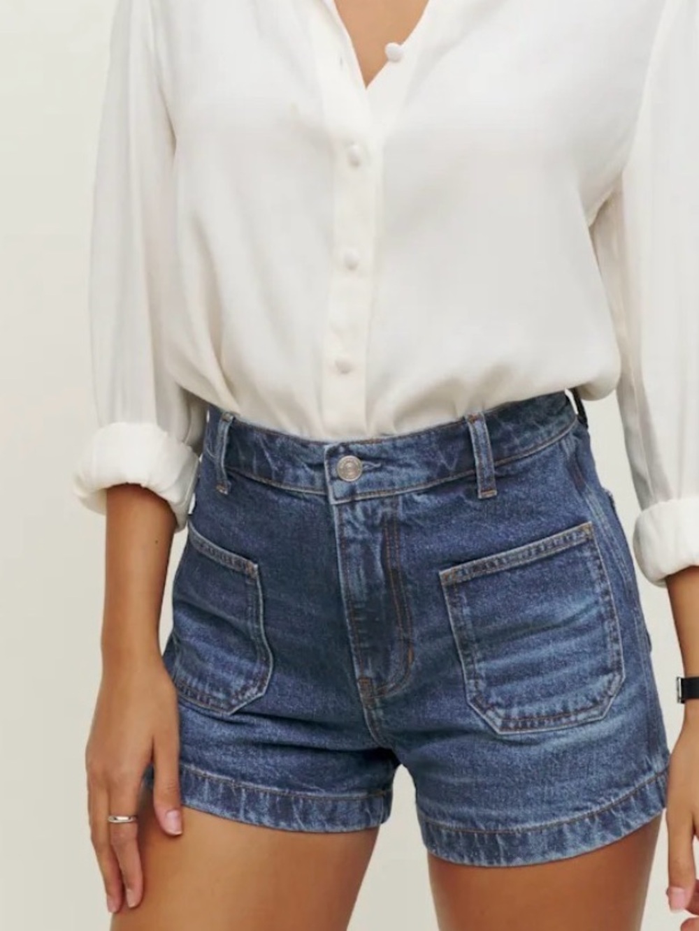 Reformation Alyssa High-Rise Jean Shorts - Size 24